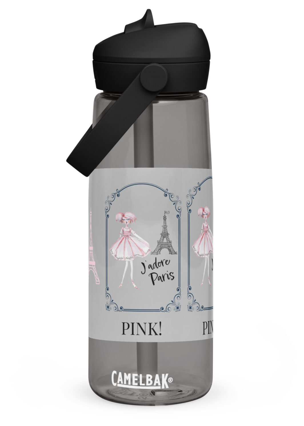 Flip straw water bottle