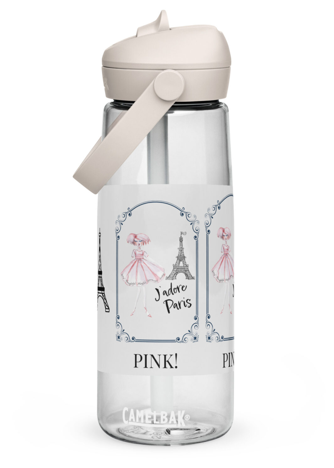 Flip straw water bottle