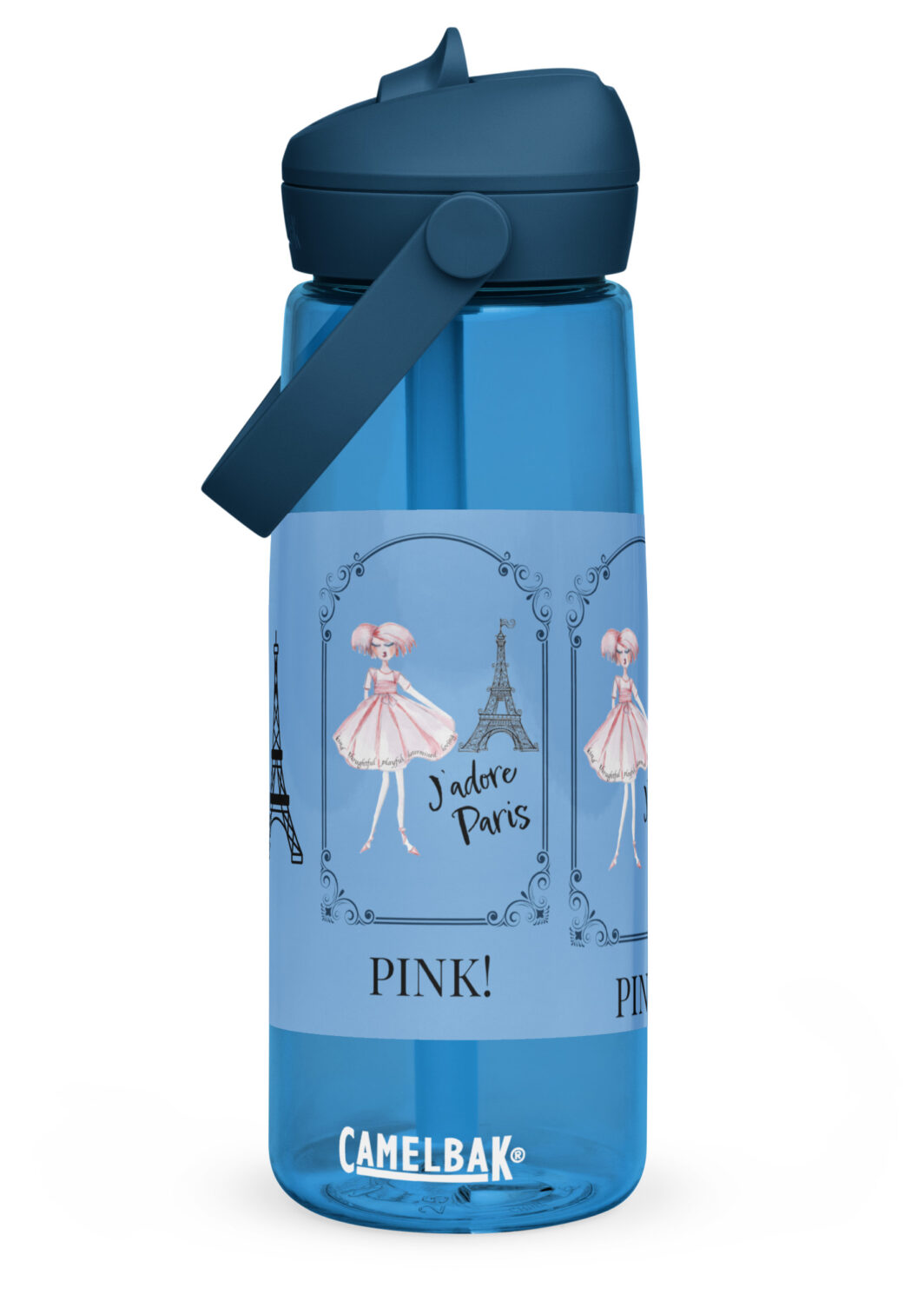 Flip straw water bottle