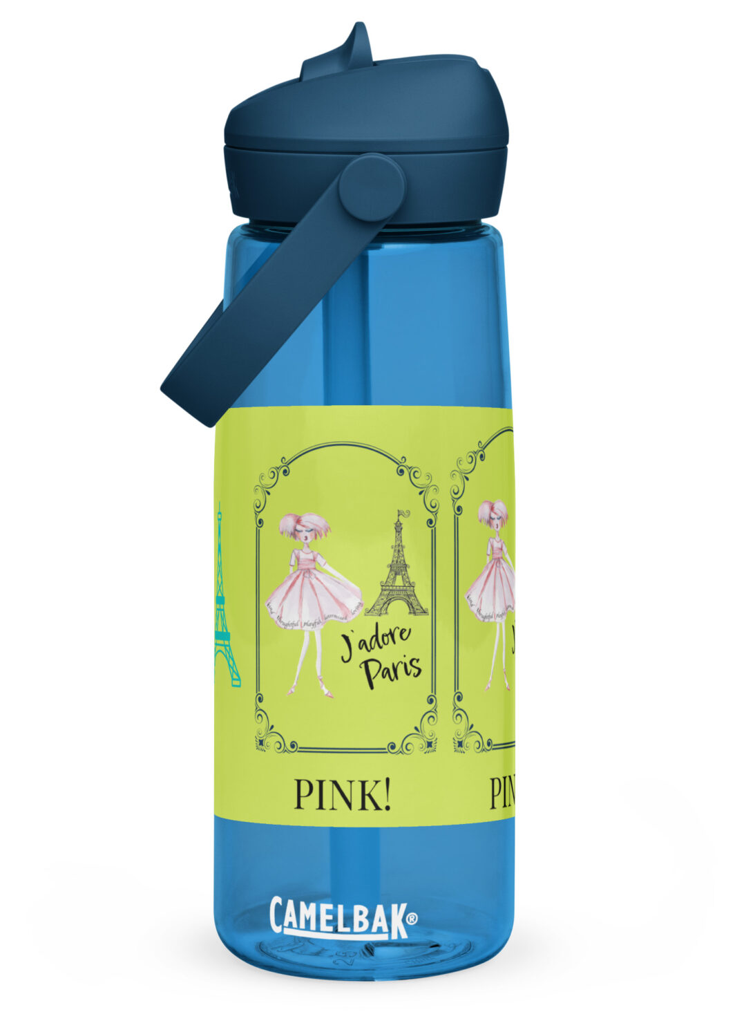 Flip straw water bottle