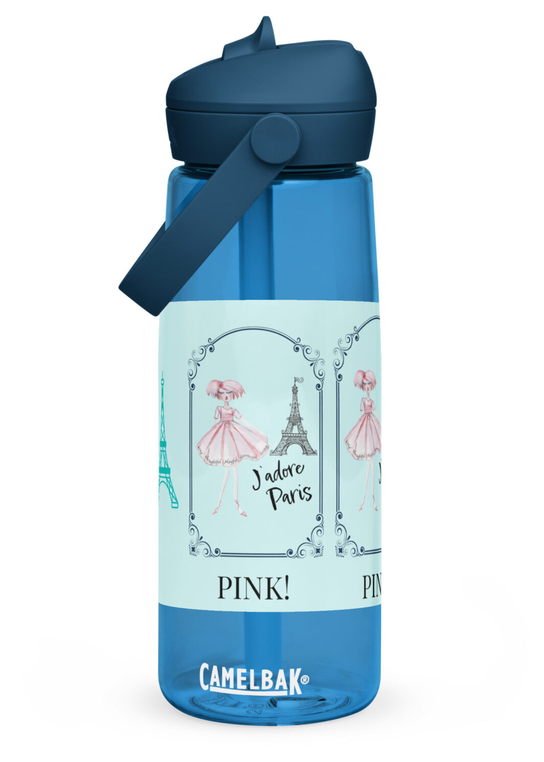 Flip straw water bottle