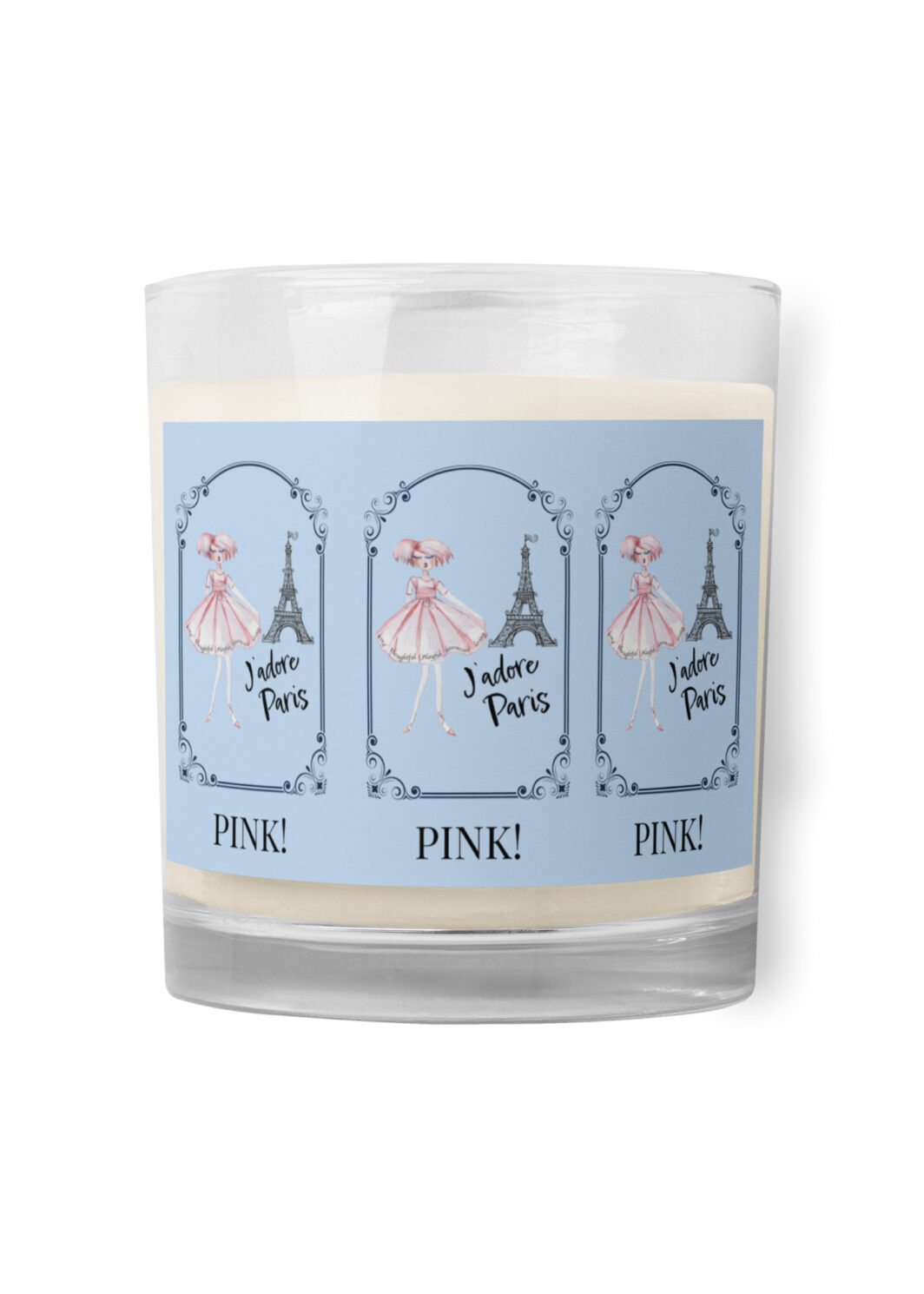 Glass jar soy wax candle - PINK! in Paris