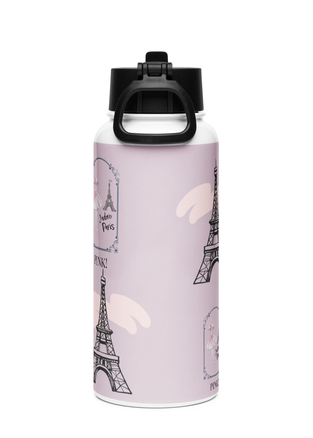 Stainless steel water bottle with a straw lid