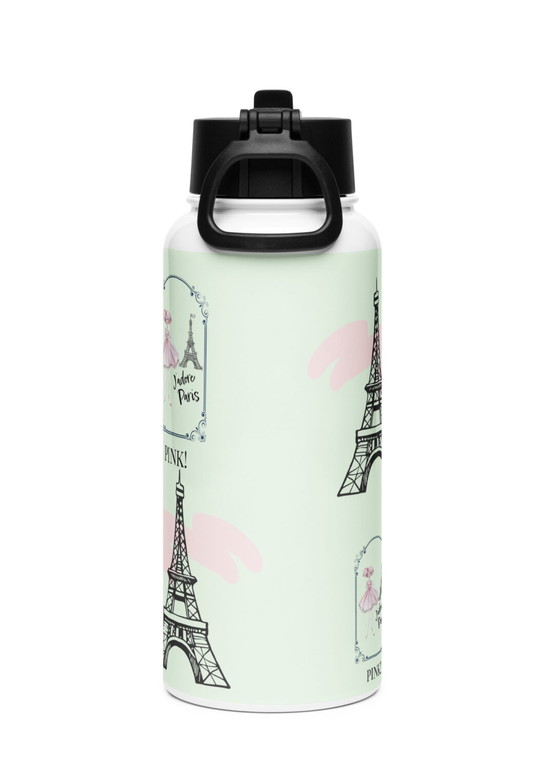 Stainless steel water bottle with a straw lid