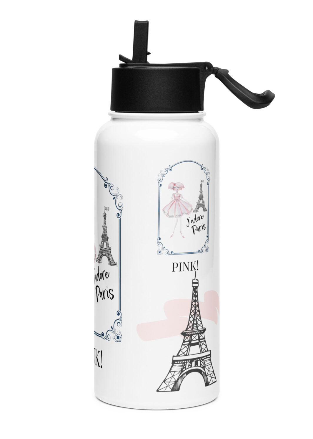 Stainless steel water bottle with a straw lid